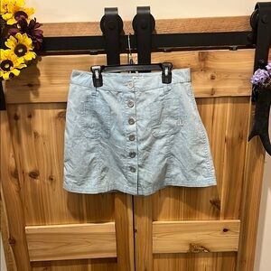 Rhythm Sky Blue Button-Front Mini Skirt
